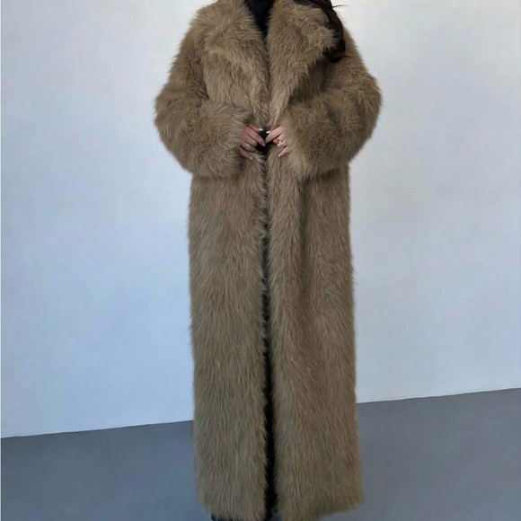 H&M Full-Length Faux Fur Teddy Coat - Tan - Picture 9 of 12